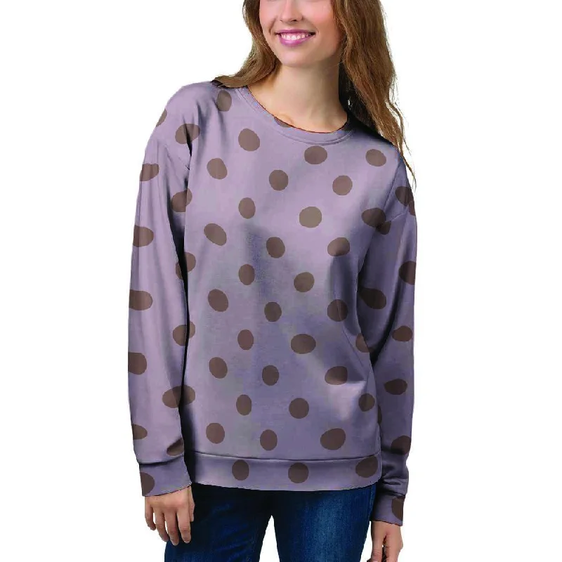Tan And Brown Tiny Polka Dot Women's Sweatshirt Hoodie with Pastel Soft Subtle