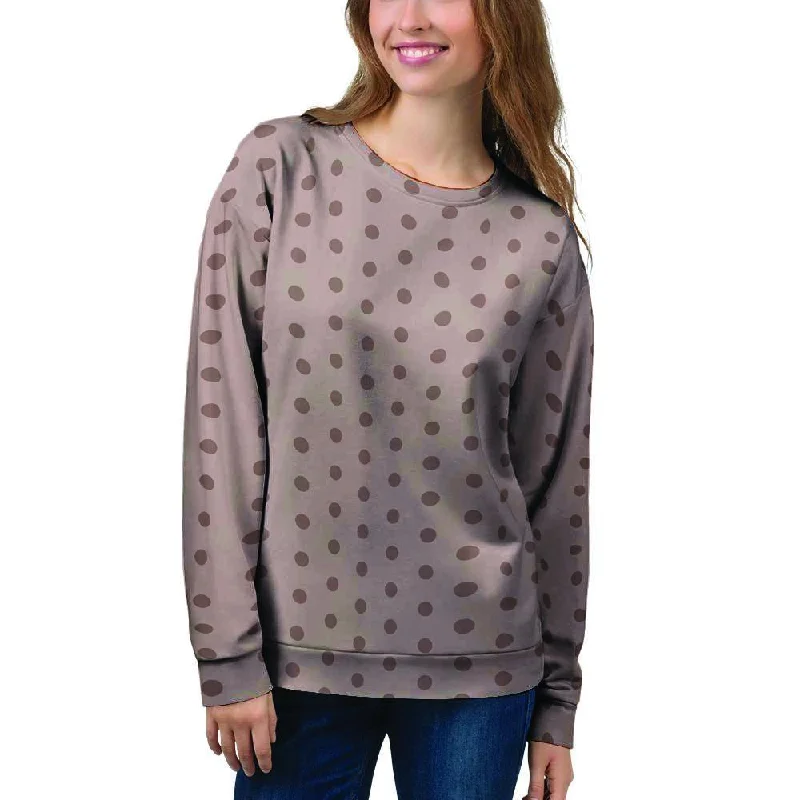Tan Brown Polka Dot Women's Sweatshirt Hoodie with Gradient Ombre Colorful