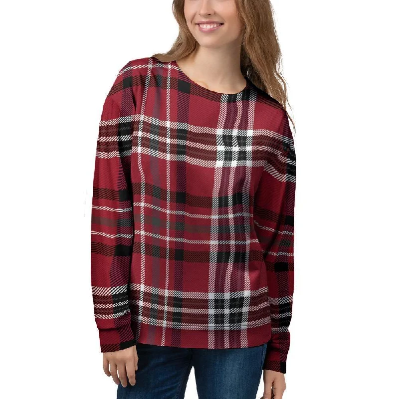 Tartan Plaid Print Women's Sweatshirt Hoodie with Hood Adjustable Protection