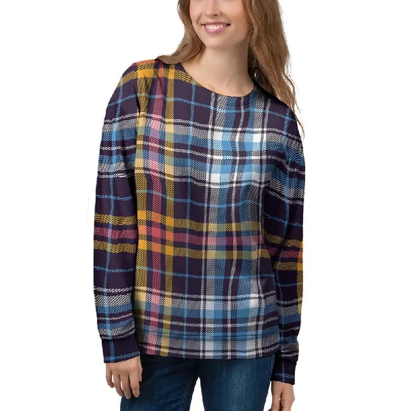 Tartan Plaid Women's Sweatshirt Hoodie with Embroidery Detailed Premium