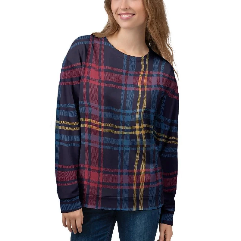 Tartan Print Women's Sweatshirt Hoodie Crop Top Short Trendy