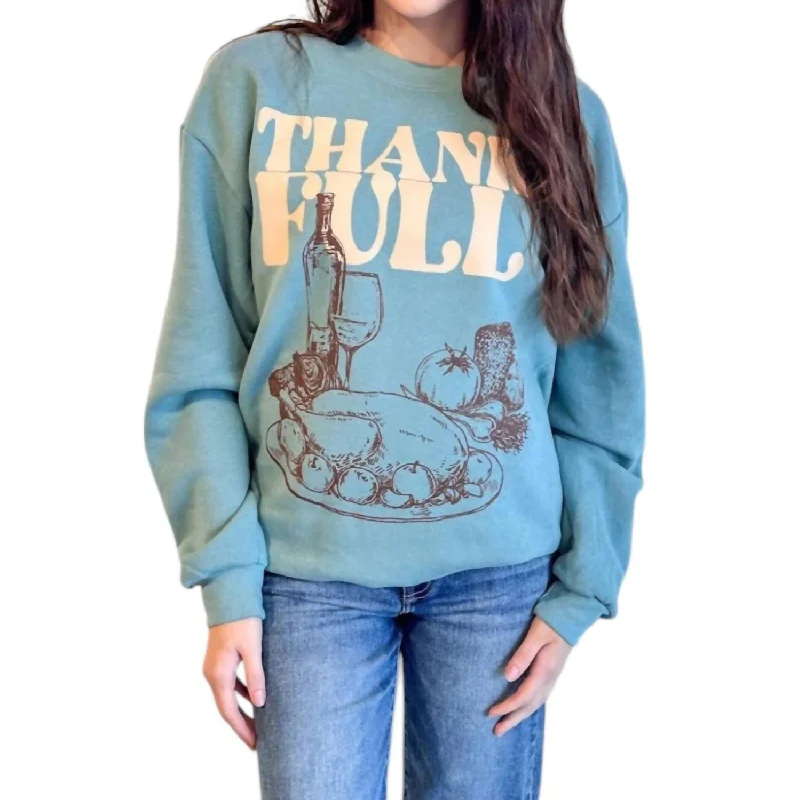 Thankfull Oversized Cozy Sweatshirt In Artic Green Hoodie with Zipper Versatile Modern Thankfull Oversized Cozy Sweatshirt In Artic Green Hoodie with Zipper Versatile Modern