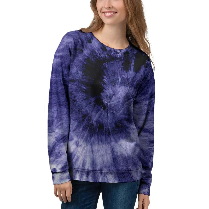 Tie Dye Blue Women's Sweatshirt Hoodie with Belted Waist Structured Tailored