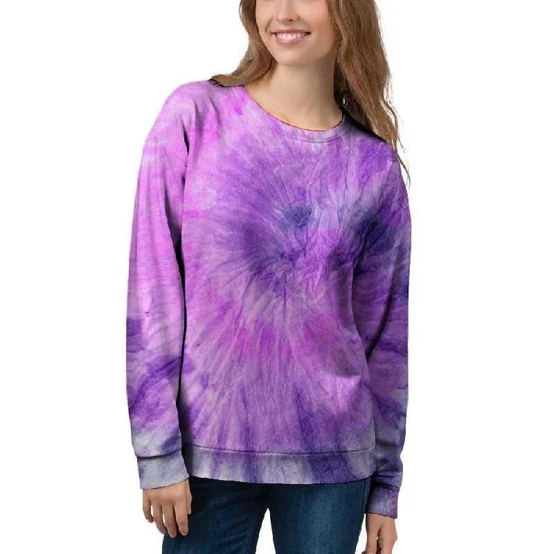 Tie Dye Purple Women's Sweatshirt Hoodie with Double Zipper Versatile Adjustable