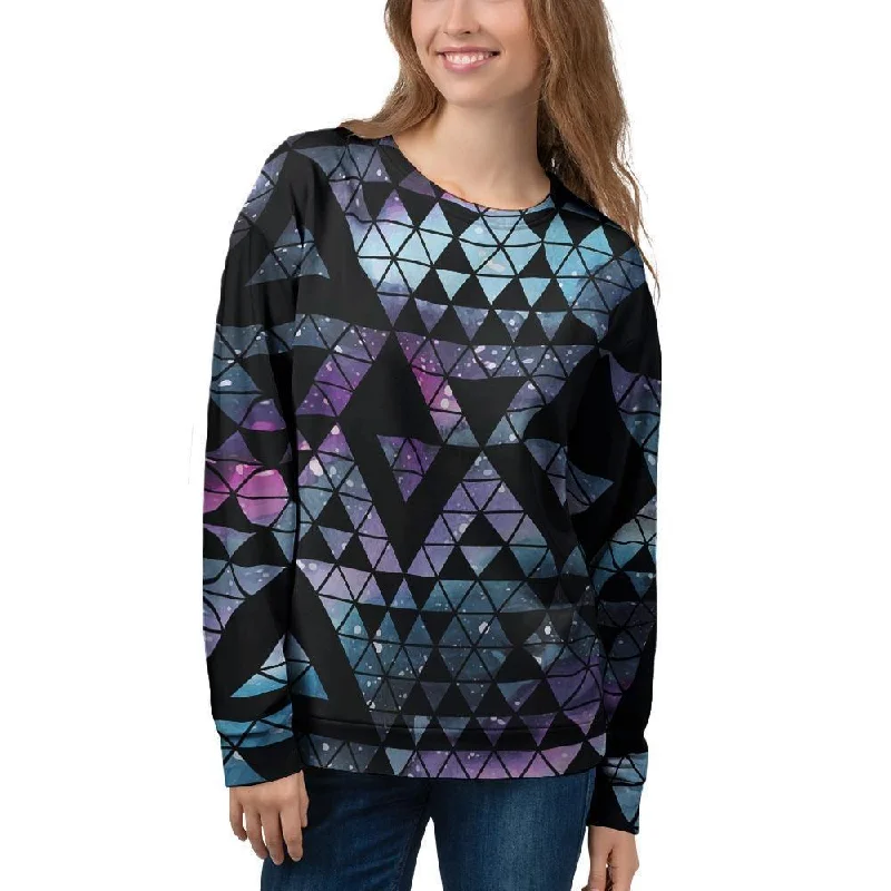 Triangle Galaxy Space Women's Sweatshirt Hoodie with Mock Neck Collared Structured