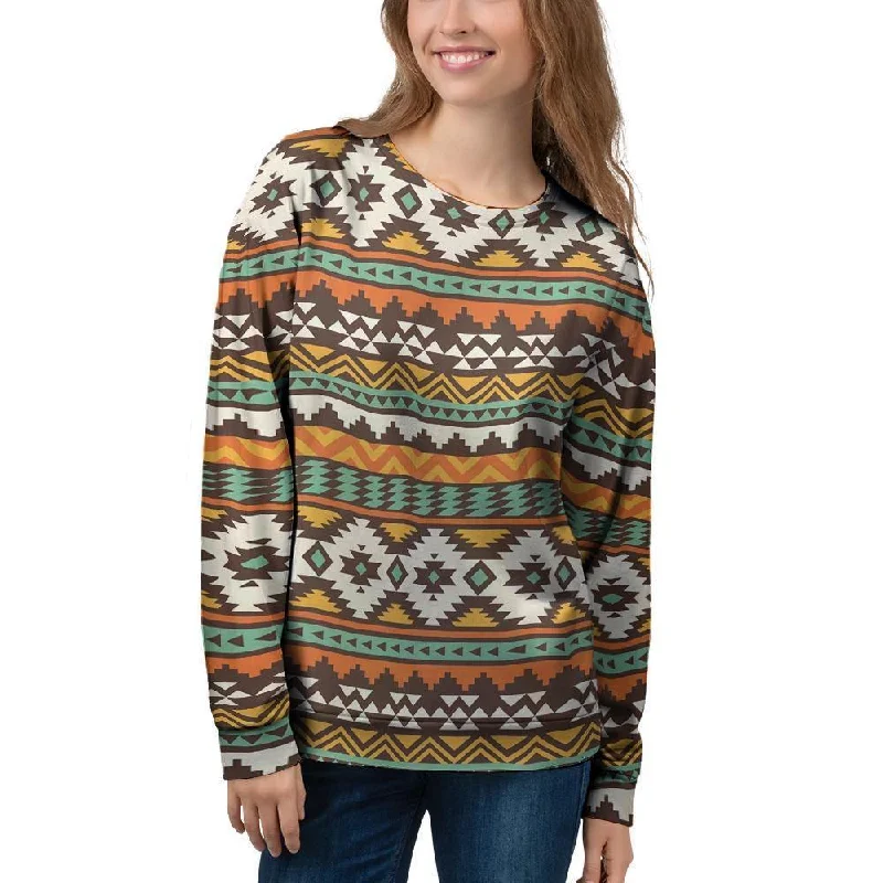 Tribal Aztec Women's Sweatshirt Hoodie with V-Neck Classic Versatile