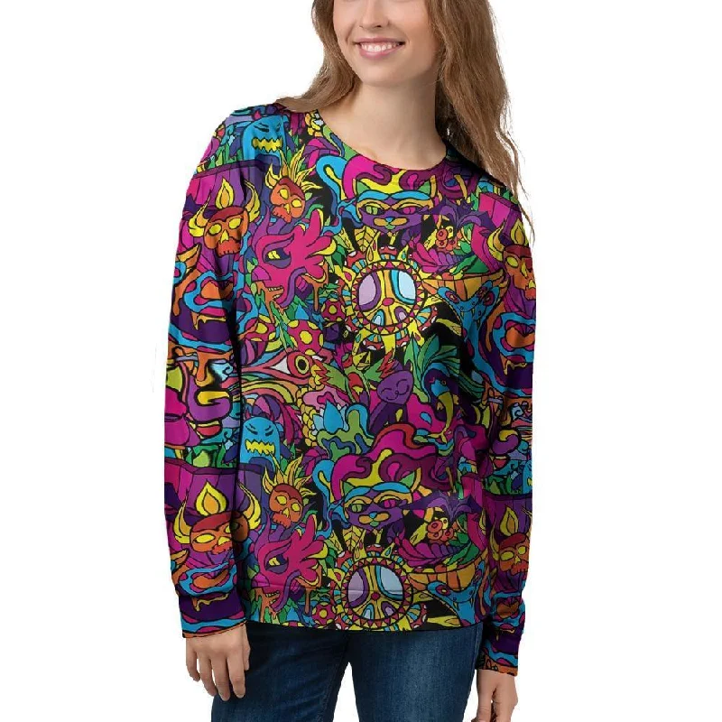 Tribal Trippy Women's Sweatshirt Hoodie with Raglan Sleeves Sporty Comfortable