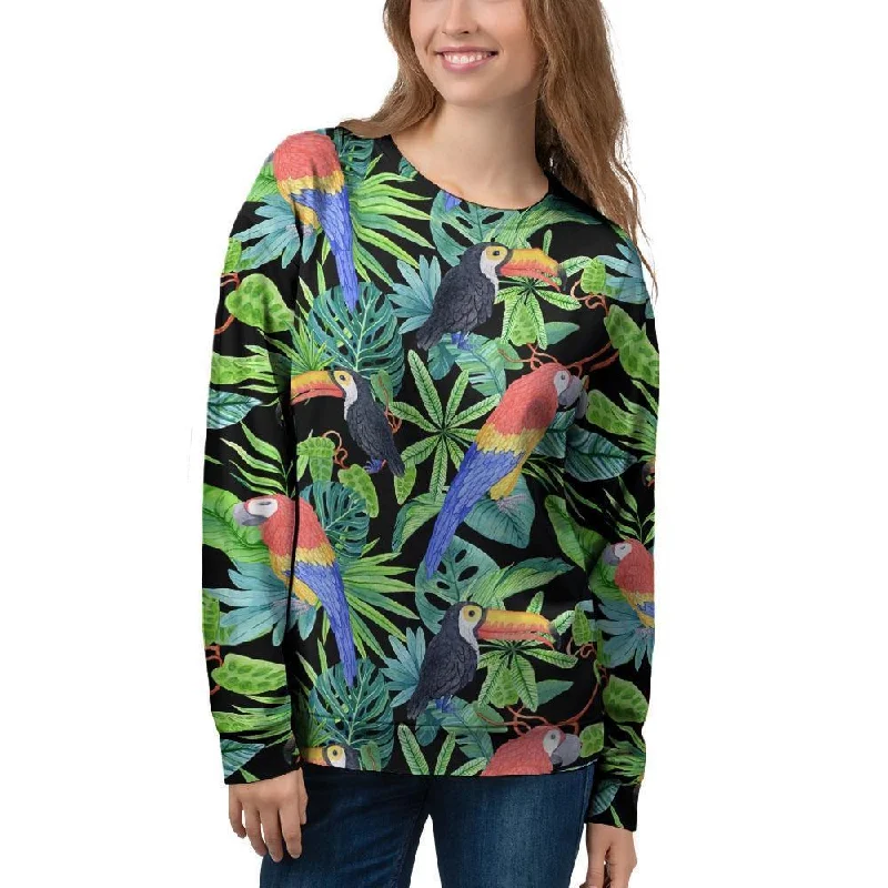 Tropical Bird Hawaiian Print Women's Sweatshirt Hoodie with Camouflage Military Edgy Tropical Bird Hawaiian Print Women's Sweatshirt Hoodie with Camouflage Military Edgy