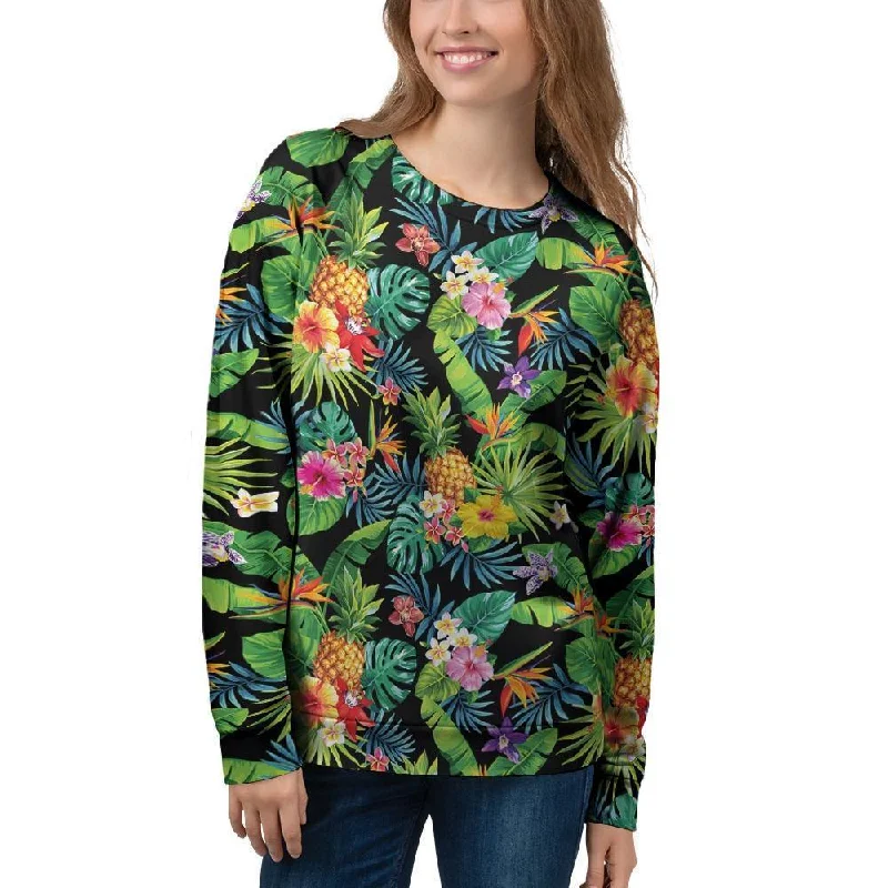 Tropical Hawaiian Floral Print Women's Sweatshirt Hoodie with Logo Branding Identity Tropical Hawaiian Floral Print Women's Sweatshirt Hoodie with Logo Branding Identity