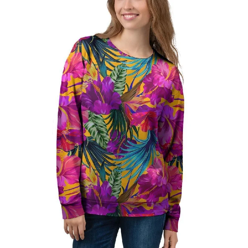 Tropical Hibiscus Flower Hawaiian Print Women's Sweatshirt Hoodie Sweatshirt Pullover Tropical Hibiscus Flower Hawaiian Print Women's Sweatshirt Hoodie Sweatshirt Pullover
