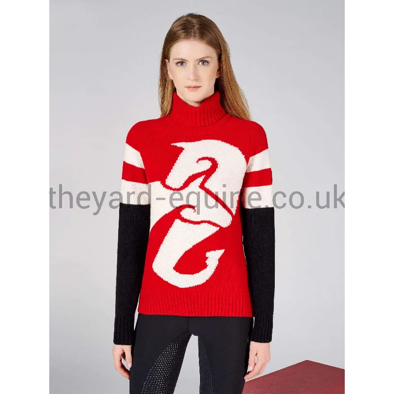 Vestrum Jumper - KNITWEAR TURLENECK THIENE RED AND CREAM Seamless Knitted Crochet