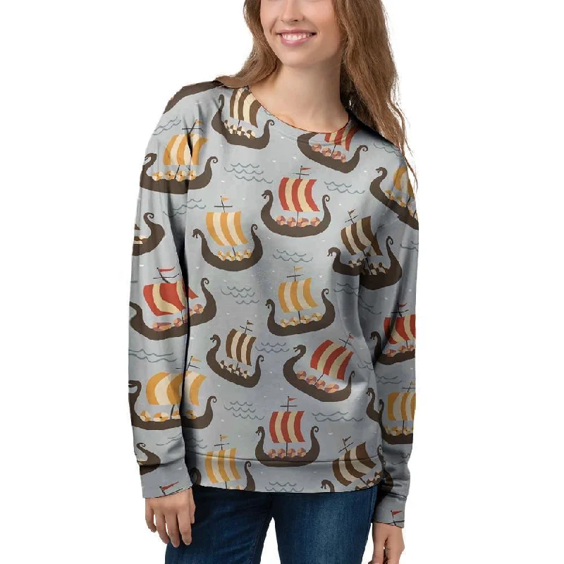 Viking Drakkar Ship Women's Sweatshirt Hoodie with Slim Fit Tailored Modern