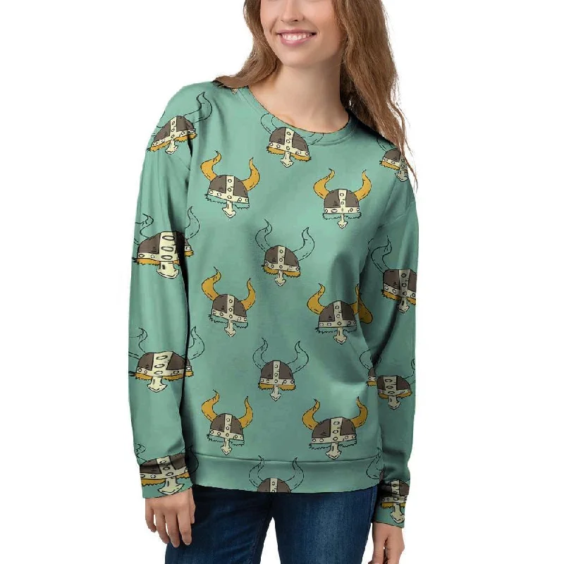 Viking Helmet Women's Sweatshirt Hoodie with Neon Bright Vibrant