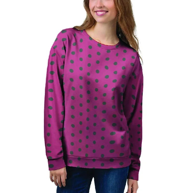 Vintage Black And Pink Tiny Polka Dot Women's Sweatshirt Hoodie with Illustration Artistic Creative Vintage Black And Pink Tiny Polka Dot Women's Sweatshirt Hoodie with Illustration Artistic Creative