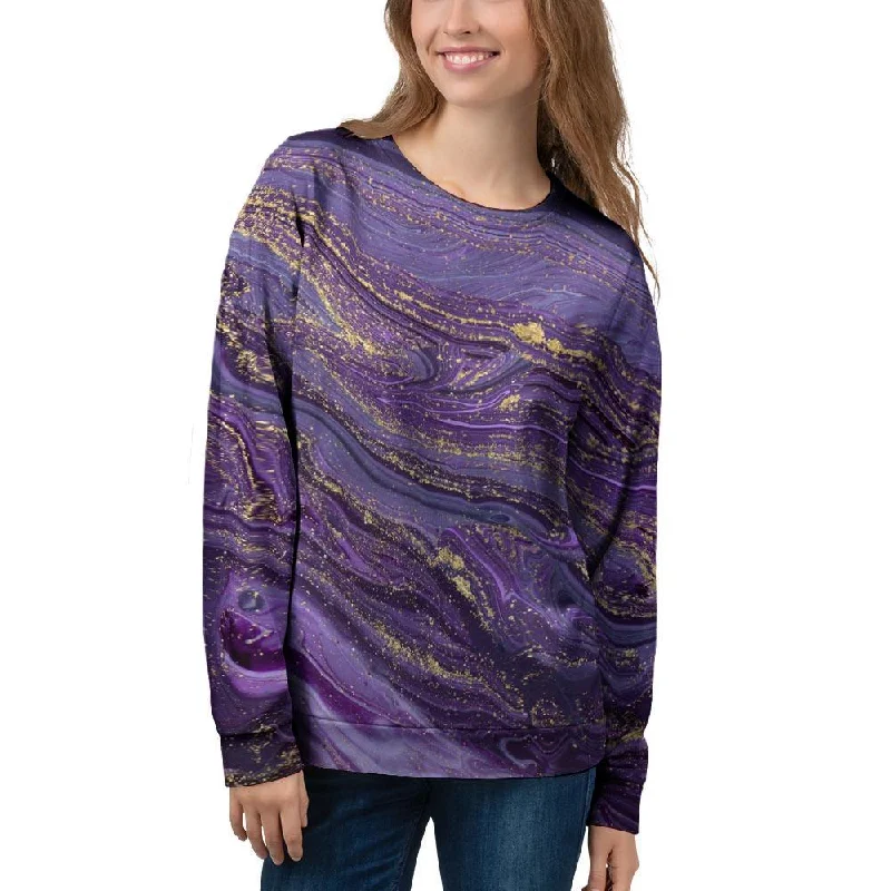 Violet Marble Women's Sweatshirt Hoodie with Hem Detail Decorative Unique