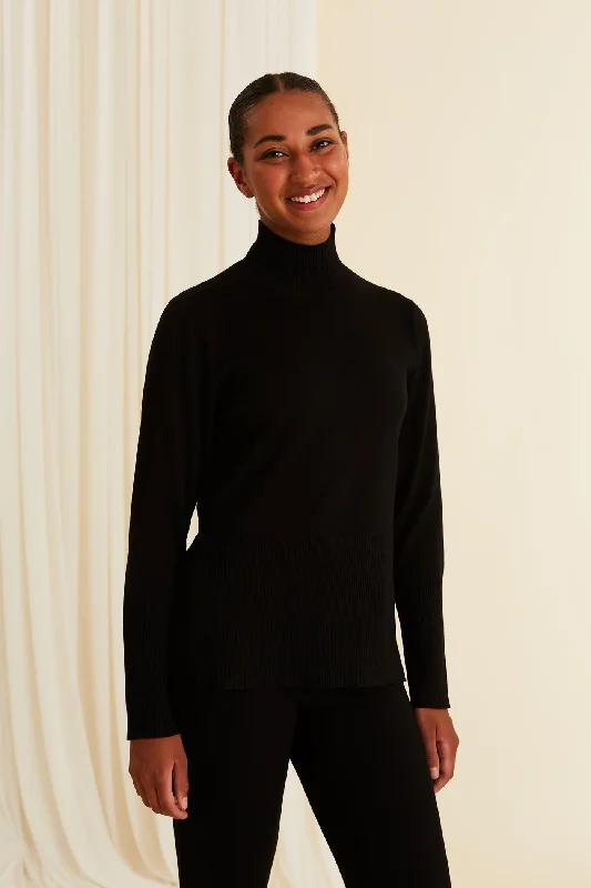 Maxine High Neck Jumper Black Collared Crew Neck Turtle Neck