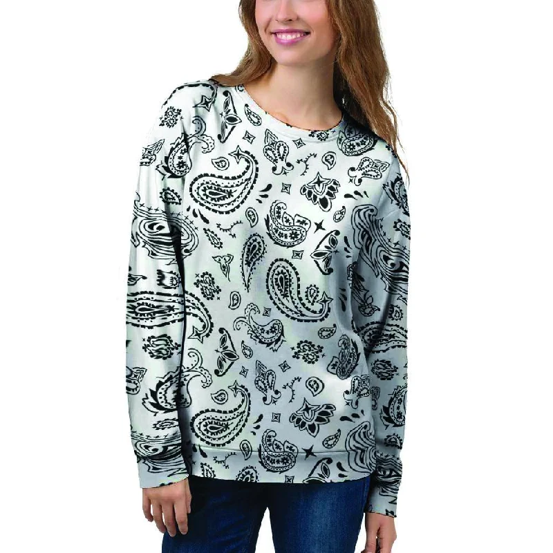 White Bandana Women's Sweatshirt Hoodie with Monochrome Minimalist Simple