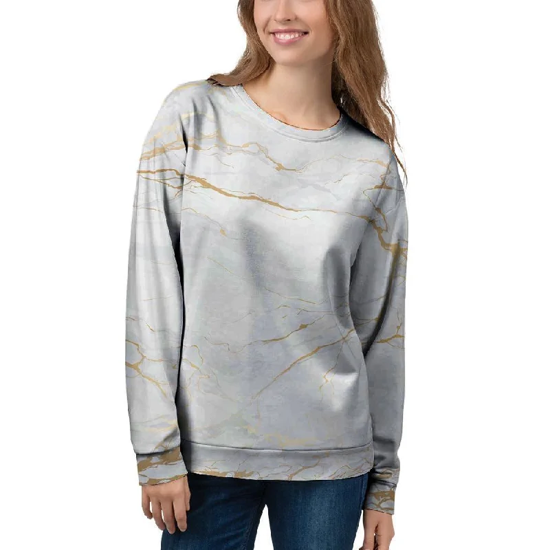 White Gold Marble Women's Sweatshirt Hoodie with Neon Bright Vibrant