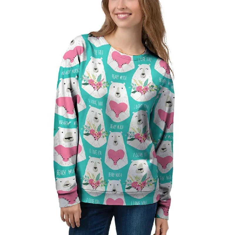 White Mama Bear Women's Sweatshirt Hoodie with Illustration Artistic Creative
