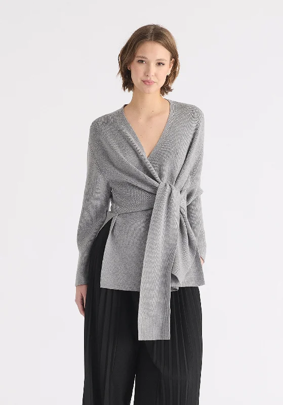Wrap Side Tie Knit Jumper Chenille Blend Fleece Blend Nylon Blend