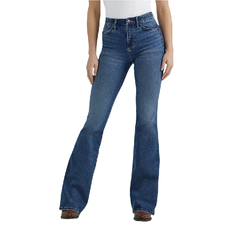 Wrangler Women's Bespoke Flare Lily Jeans Stylish Shredded Denim Jeans