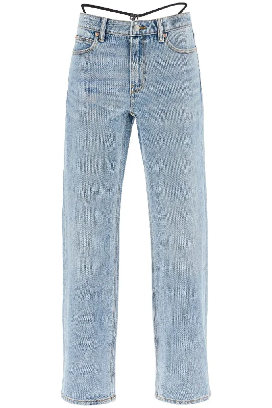 Straight Jeans With Integrated Thong  - Blue Classic Slim Fit Jeans