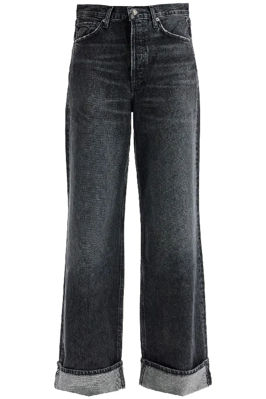 Dame Wide Leg Jeans  - Black Cozy Stretch High-Waist Jeans
