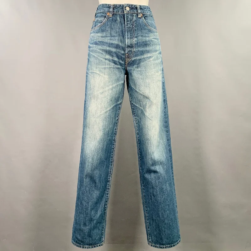 45rpm Size 28 Blue Cotton Distressed Straight Selvedge Jeans Stylish Plus Size Denim Jeans 45rpm Size 28 Blue Cotton Distressed Straight Selvedge Jeans Stylish Plus Size Denim Jeans