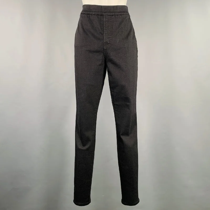 7 FOR ALL MANKIND Size 8 Black Cotton Stretch Blend Elastic Waistband Jeans Comfortable Flare Leg Jeans 7 FOR ALL MANKIND Size 8 Black Cotton Stretch Blend Elastic Waistband Jeans Comfortable Flare Leg Jeans