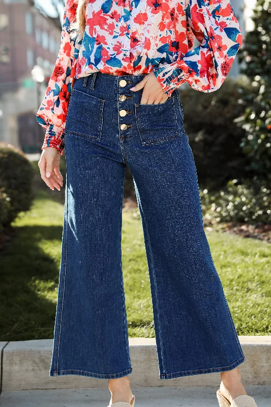 FINAL SALE - Annie Dark Wash Wide Leg Jeans Classic Black Denim Jeans