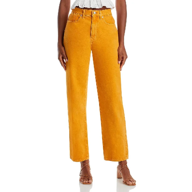 Womens High Rise Solid Straight Leg Jeans Stylish Plus Size Denim Jeans