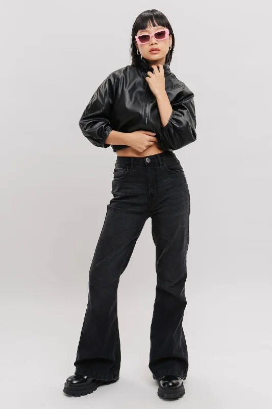 Pitch Black Bootcut Jeans Stylish Stone-Wash Denim Jeans
