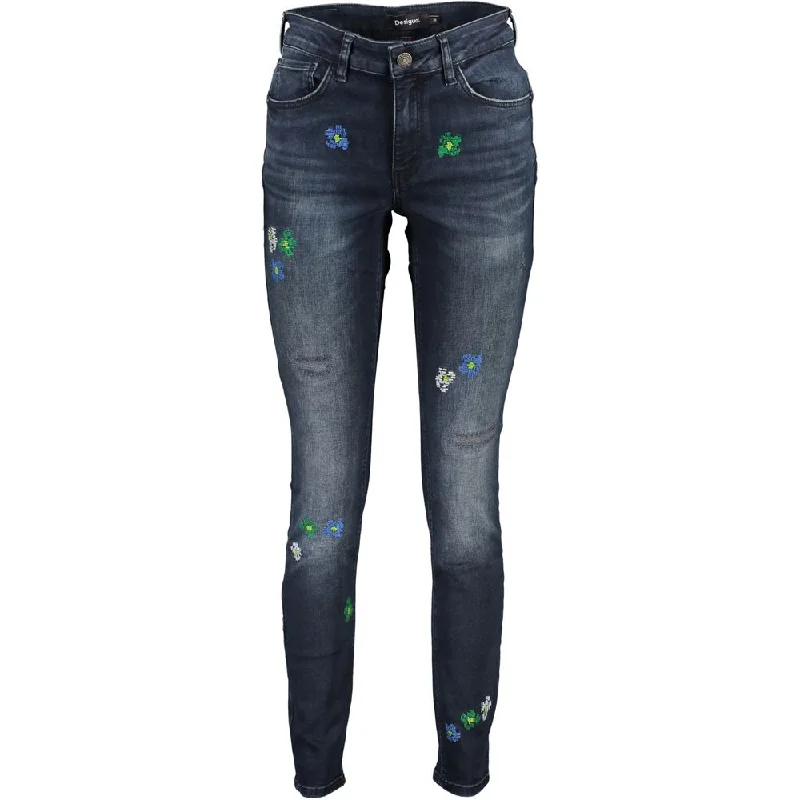 Blue Cotton Jeans & Pant Comfortable Folded Hem Jeans