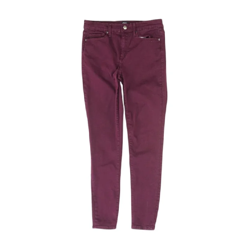 Burgundy Solid High Rise Skinny Leg Jeans Casual Light Wash Jeans