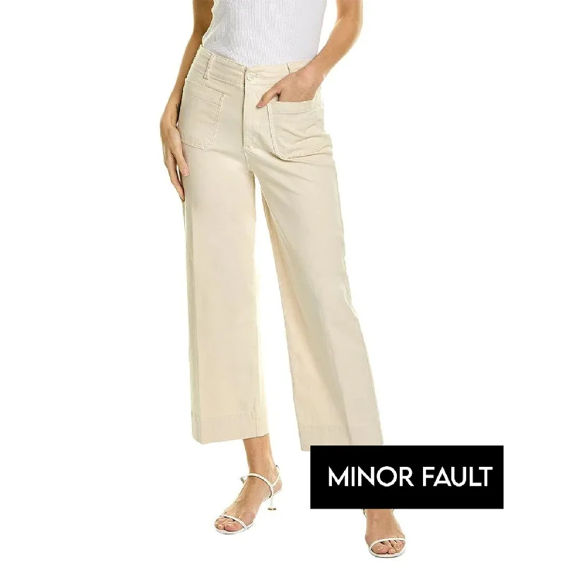 (Minor Fault) Twill Wide Leg Jeans Fashionable White Denim Jeans