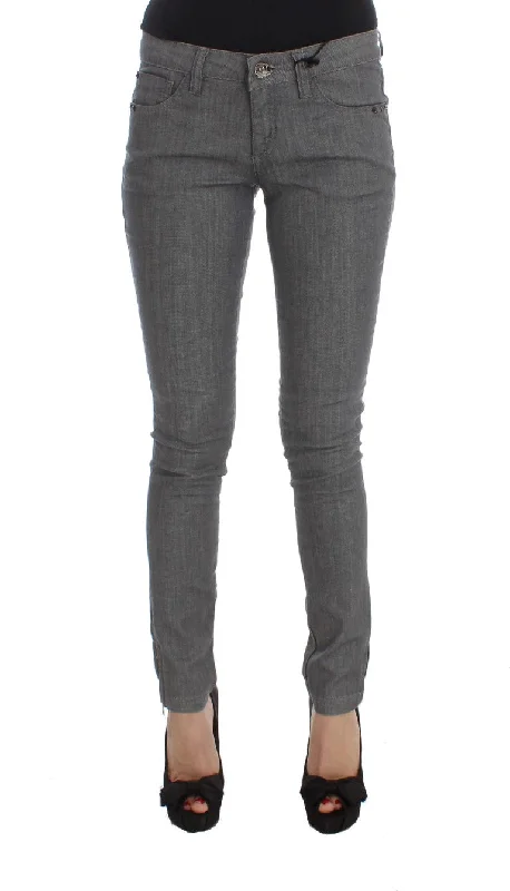 Chic Gray Slim-fit Designer Jeans Casual Straight-Leg Jeans