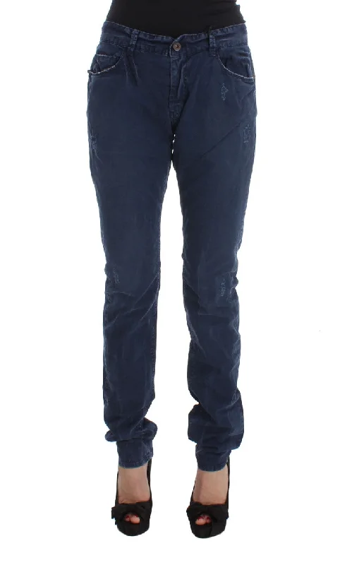Chic Regular Fit Blue Denim Jeans Trendy Wide-Leg High-Waist Denim