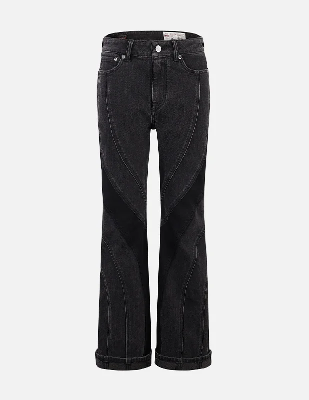 Cut-Line Fashion Fit Boot Cut Jeans Trendy Flared Leg Jeans