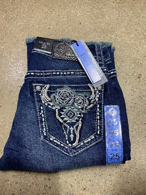 Grace in LA Easy Fit Ladies Jeans - EB61597 Comfortable Dark Wash Jeans