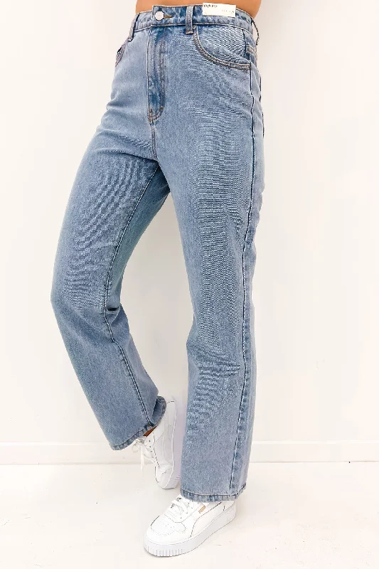 High Wide Straight Leg Jean Blue Lagoon Stylish Tapered Fit Jeans