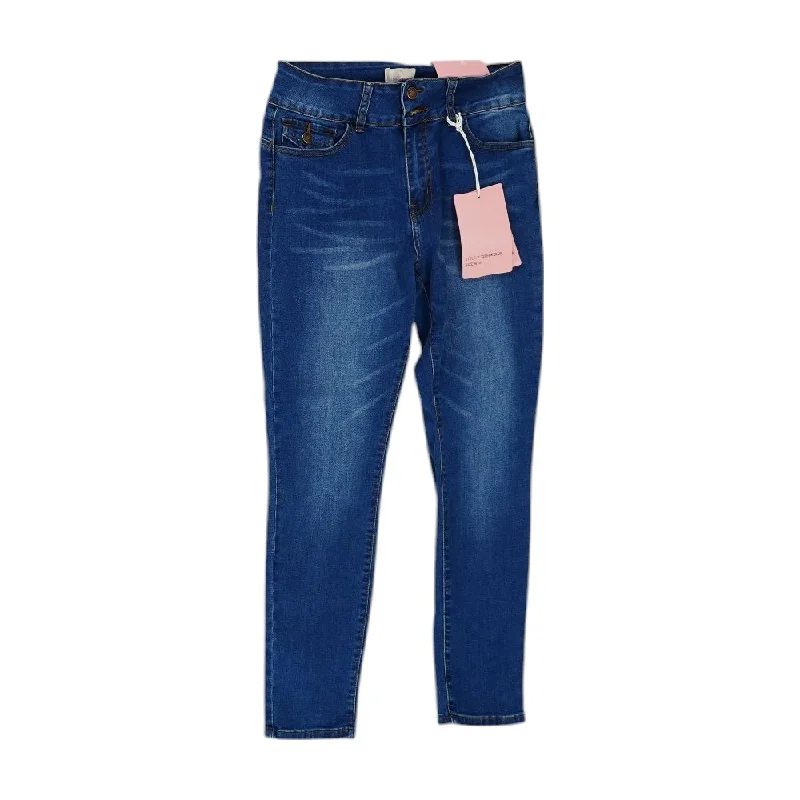 Indigo Solid Jeans Trendy Layered Pocket Jeans
