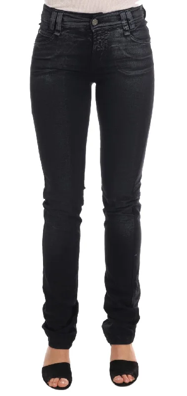 John Galliano Chic Gray Wash Regular Fit Jeans Trendy Low-Rise Slim Jeans