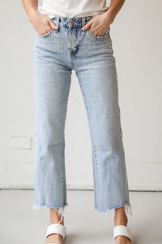 Kendall Light Wash Distressed Dad Jeans Casual Bootcut Ripped Jeans