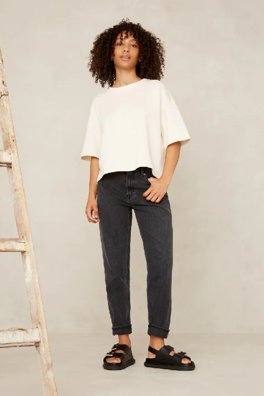 Caroline Cropped Jeans Holo Grey Used Trendy Classic Fit Jeans