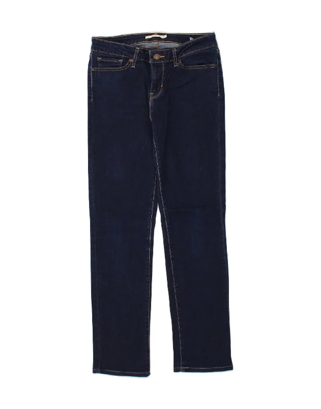 LEVI'S Womens 712 Slim Jeans W29 L30 Navy Blue Cotton Fashionable Raw Edge Jeans