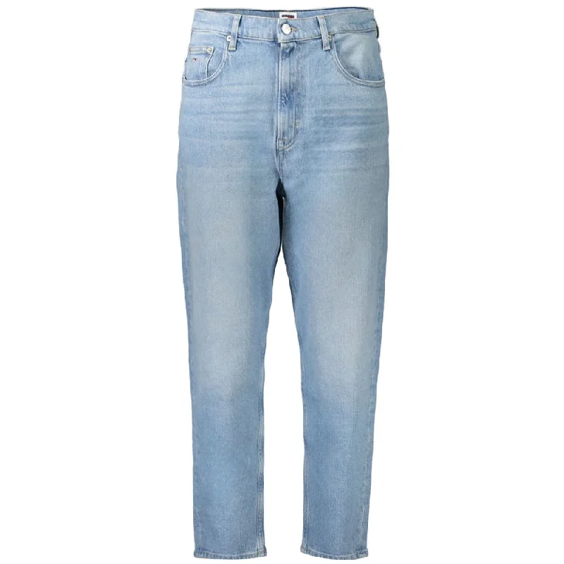 Light Blue Cotton Women Jeans Comfortable Jogger Style Jeans