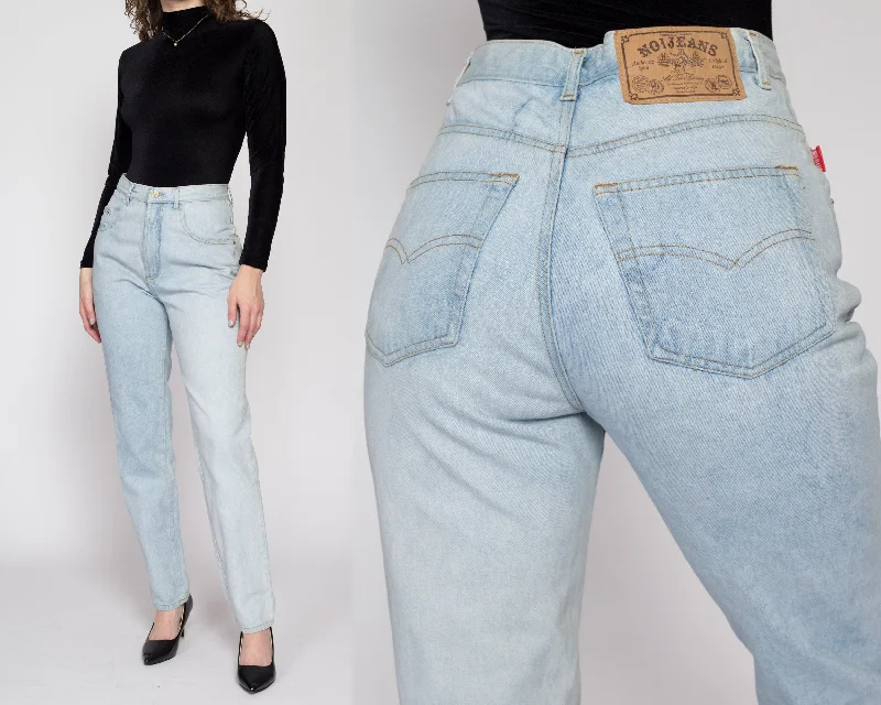 Medium 90s Two Tone Light Wash High Waisted Jeans 28" Fashionable Bootcut Jeans