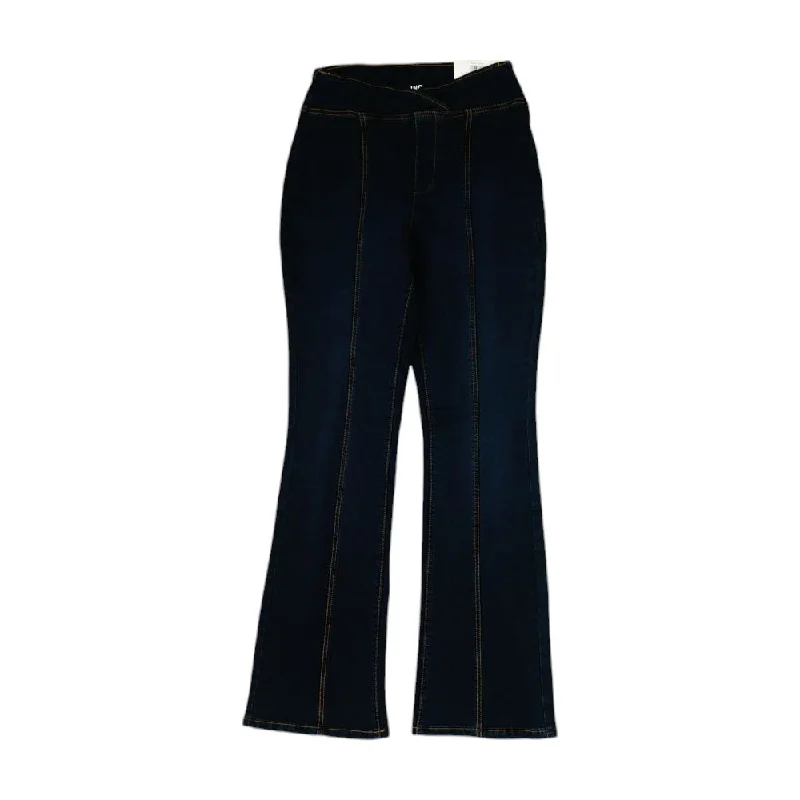 Navy Solid Mid Rise Bootcut Jeans Chic Cropped Jeans