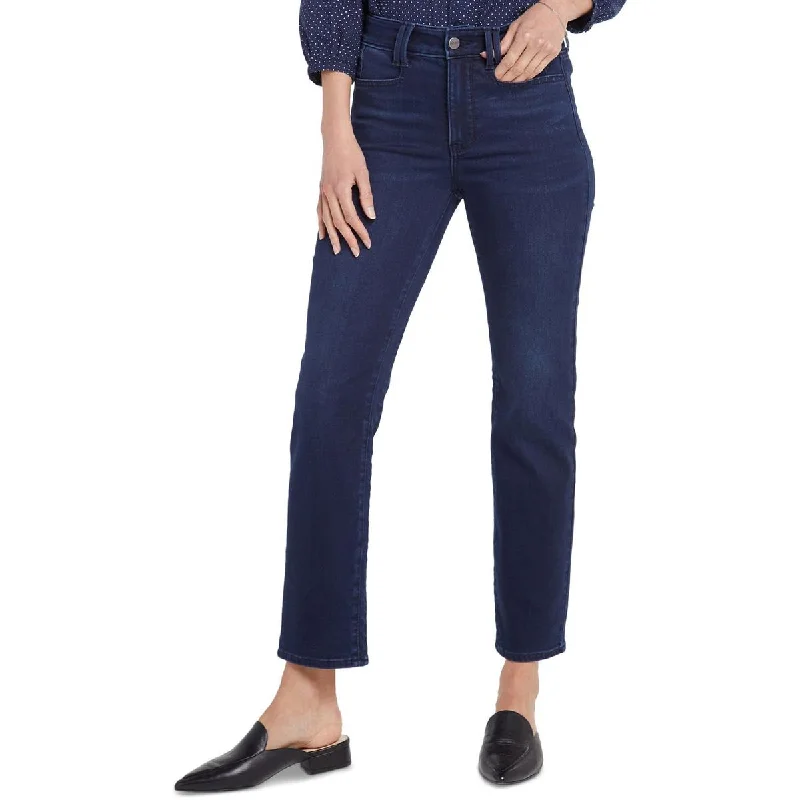 NYDJ Womens Compression Fit Ankle Straight Leg Jeans Chic Faded Blue Jeans