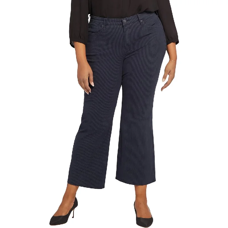NYDJ Womens Plus Raw Hem Striped Flare Jeans Fashionable Raw Edge Jeans